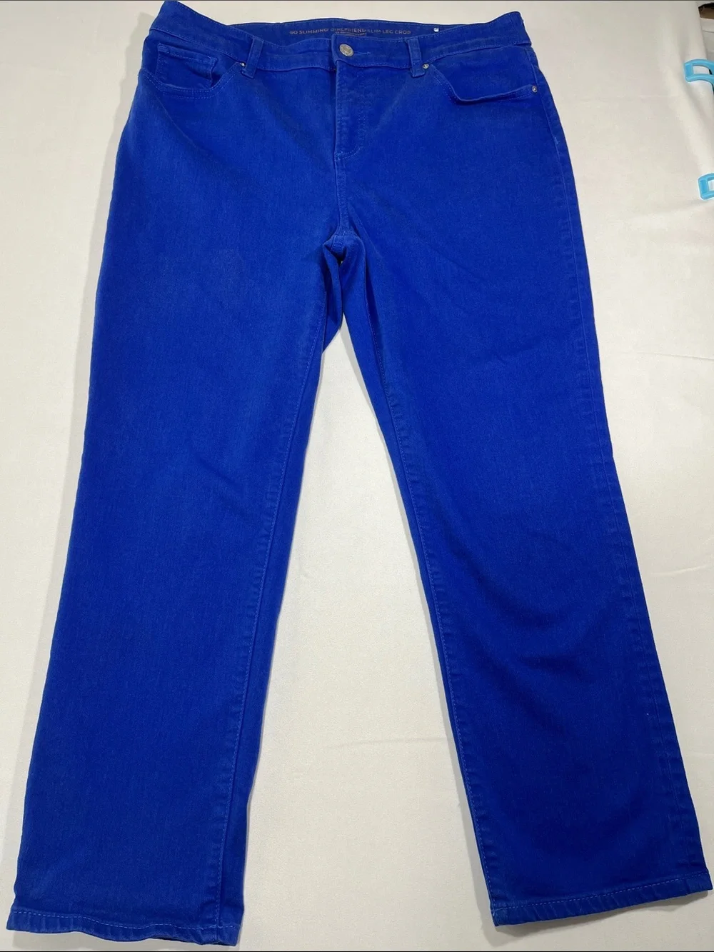 Chico’s So Slimming Girlfriend Slim Leg Crop Jeans Blue Size US 12